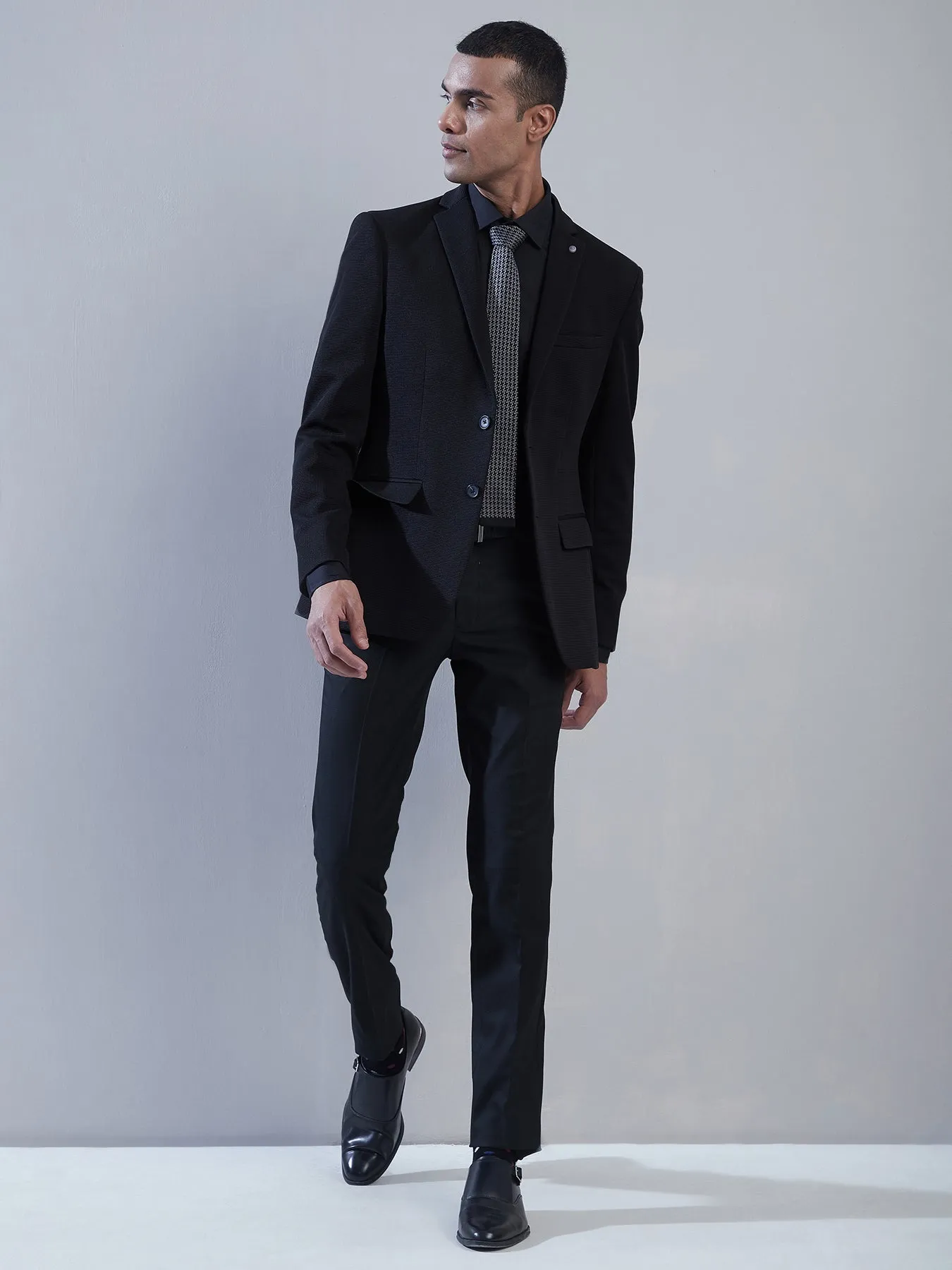 100% Cotton Navy Blue Plain Regular Fit Full Sleeve Formal Shirt