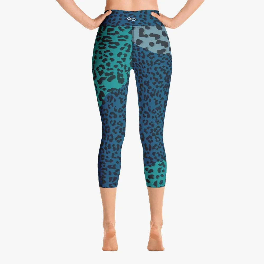 Animal Printed Capris "FrankenCheetah" Blue/Teal