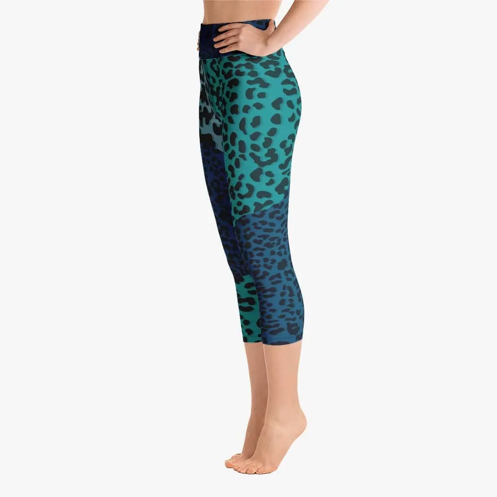 Animal Printed Capris "FrankenCheetah" Blue/Teal