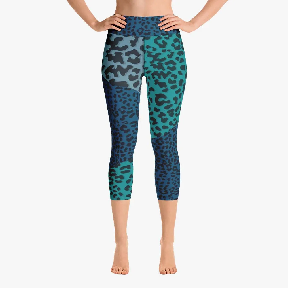 Animal Printed Capris "FrankenCheetah" Blue/Teal