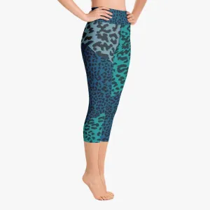 Animal Printed Capris "FrankenCheetah" Blue/Teal