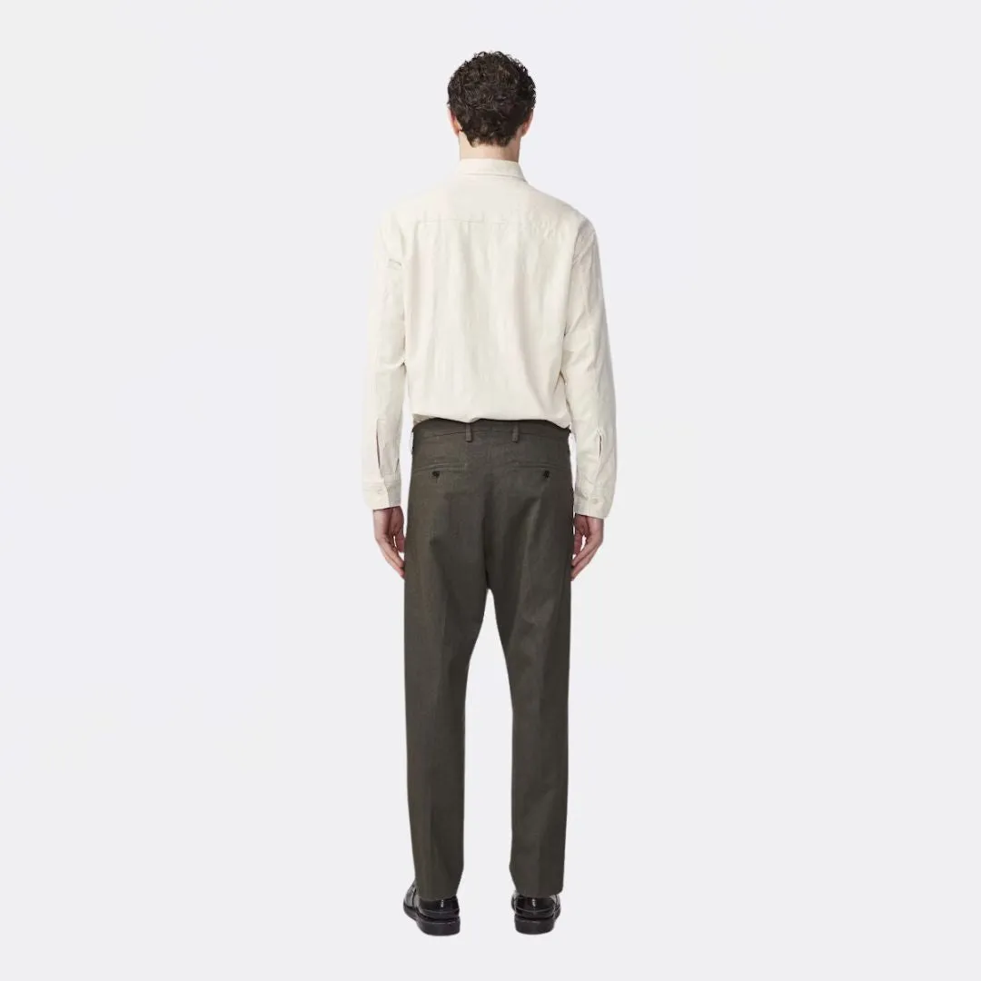 Bill 1067 Tapered Leg Melange Regular Fit Trouser (Dark Army)