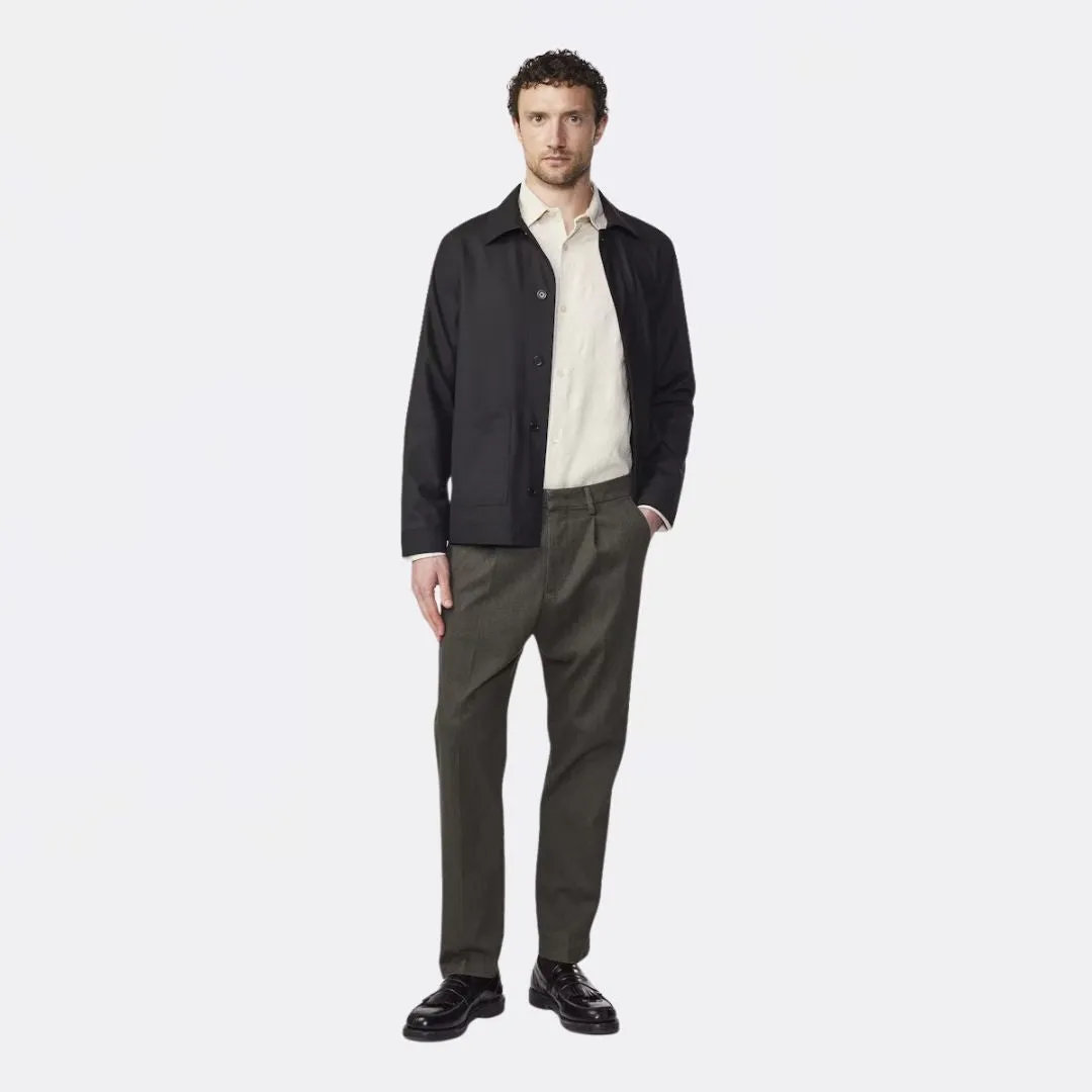 Bill 1067 Tapered Leg Melange Regular Fit Trouser (Dark Army)