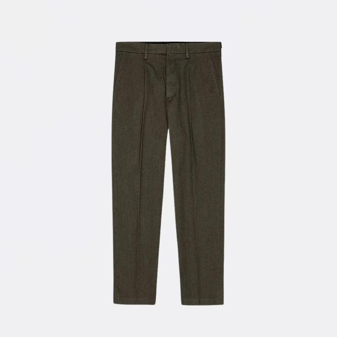 Bill 1067 Tapered Leg Melange Regular Fit Trouser (Dark Army)