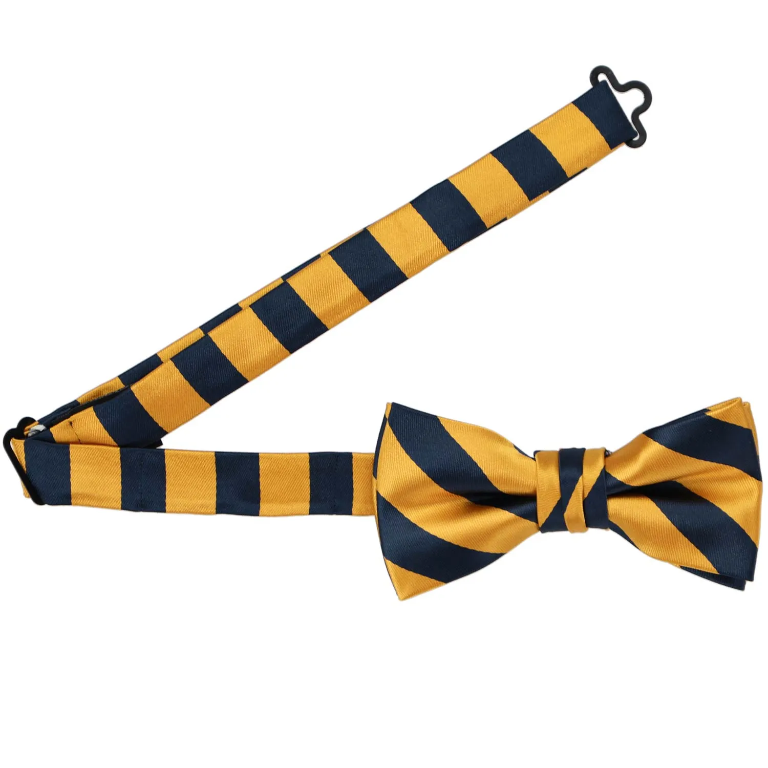 Boys' Navy Blue and Gold Bar Striped Bow Tie