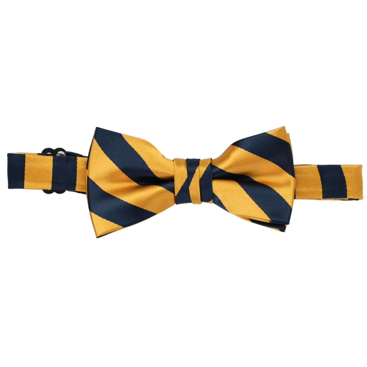 Boys' Navy Blue and Gold Bar Striped Bow Tie