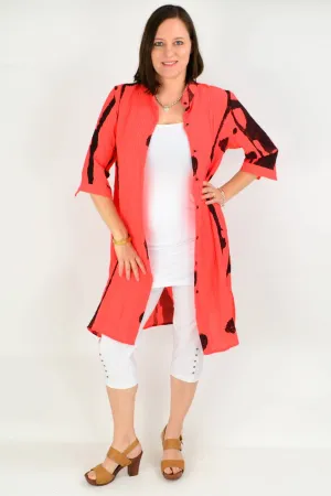 Burnt Orange Button up Long Tunic Shirt