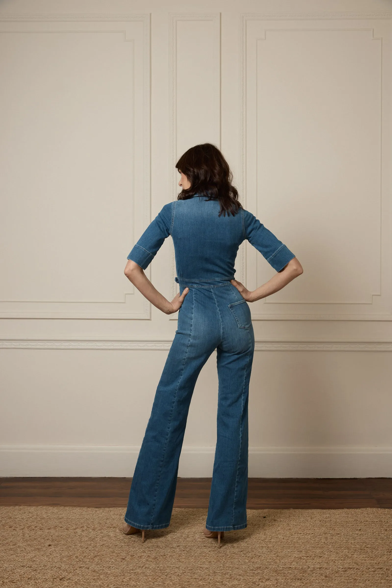 Cassandra The Extra Body Length Flared Jumpsuit | Fawcett Blue [TALL]