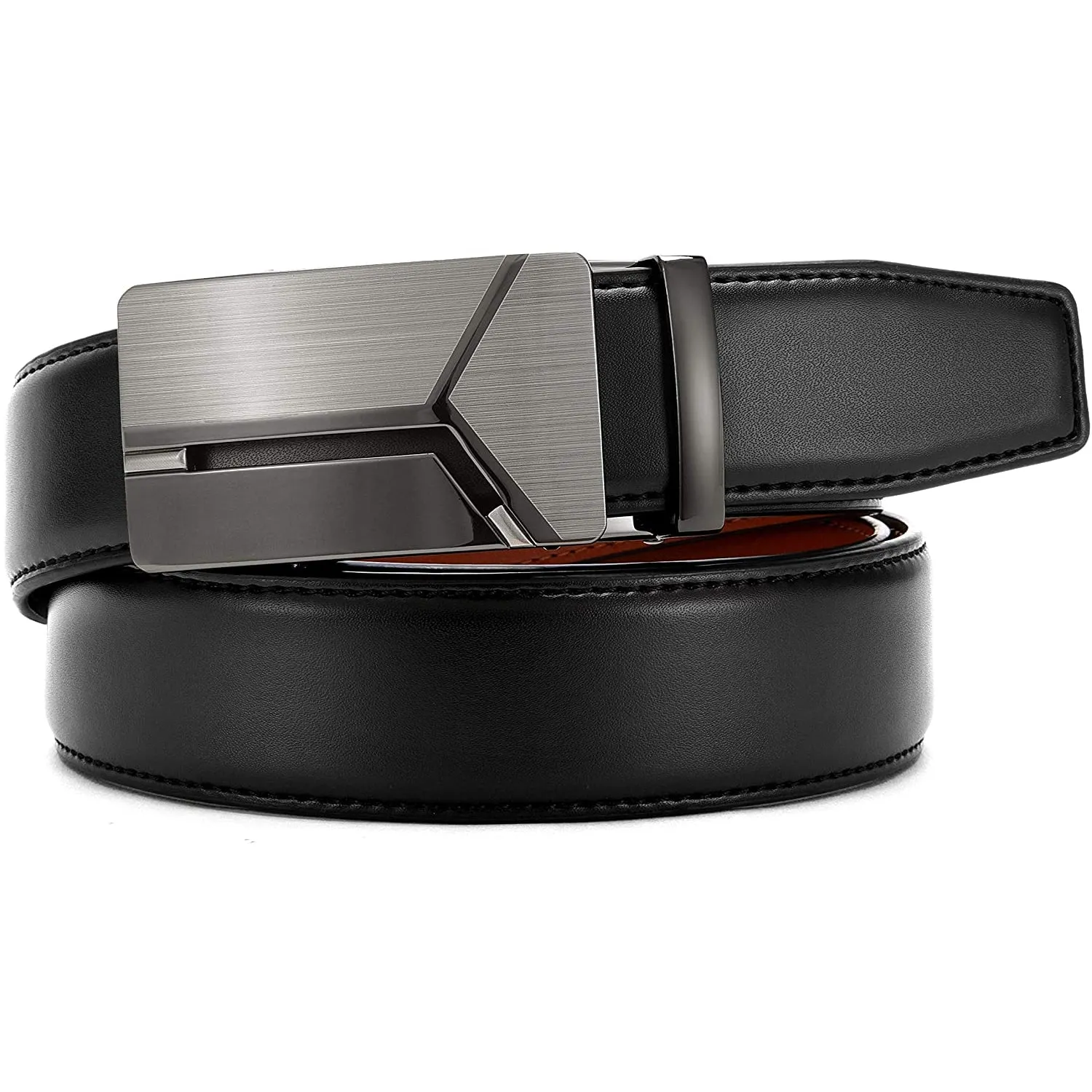 Chaoren Leather Ratchet Dress  Belt | with Automatic Slide | Modern Y-type Buckle - Suit Belt