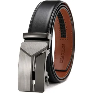 Chaoren Leather Ratchet Dress  Belt | with Automatic Slide | Modern Y-type Buckle - Suit Belt