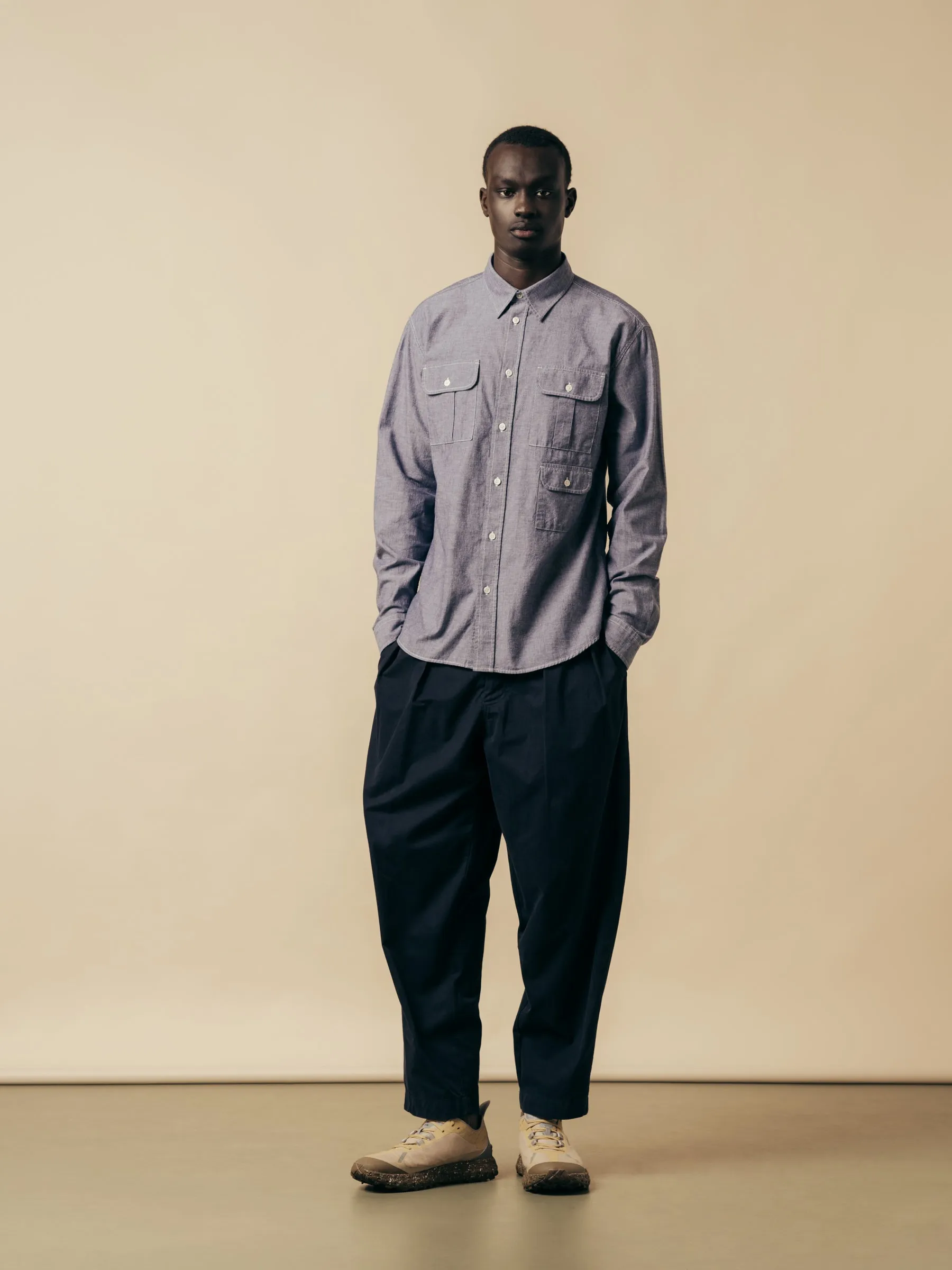 Clyde Pant In Navy Cotton Twill