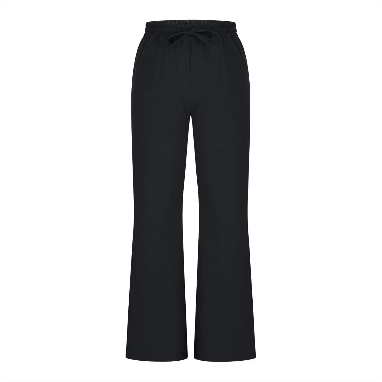 Cotton Linen Pants Women Summer Drawstring High Waisted Linen Palazzo Pants Wide Leg Lounge Pant Casual Beach Trousers