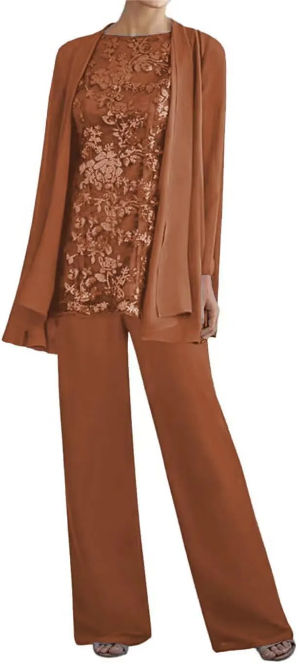 Dressy Pant Suits for Wedding Guest Outfit Lace Floral Mother Groom Gown Formal Pantsuits for Women Evening Party