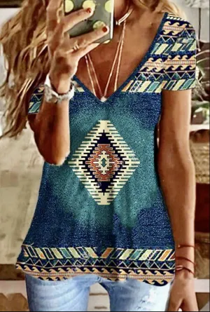 Emery Western Print Top