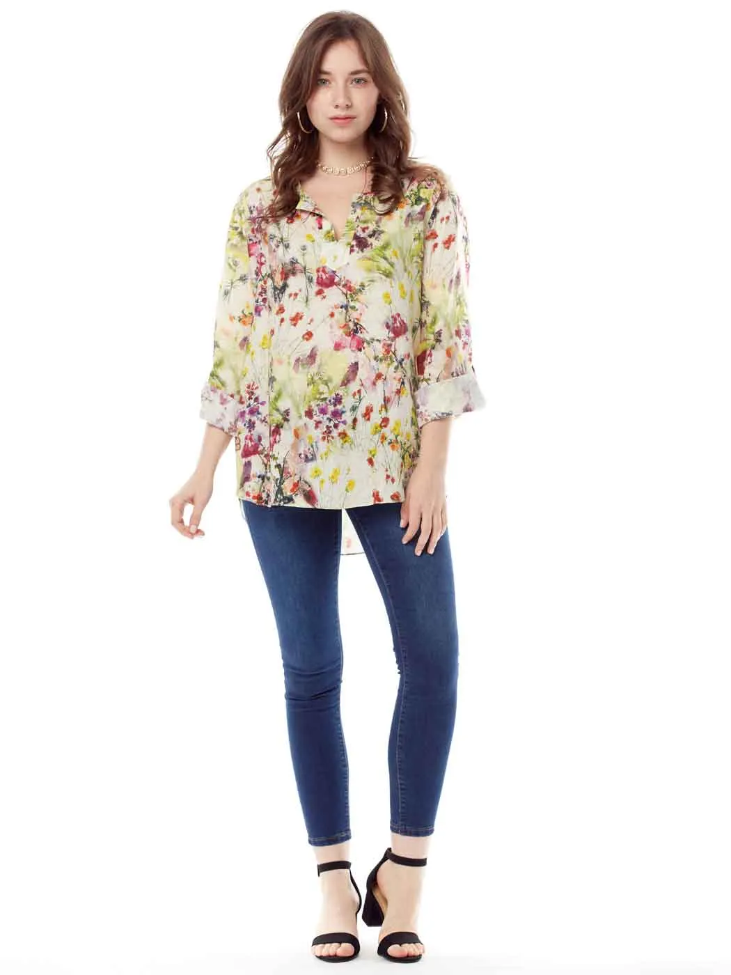 Ezee Print-100% Linen Voile "Avlyne" Blouse