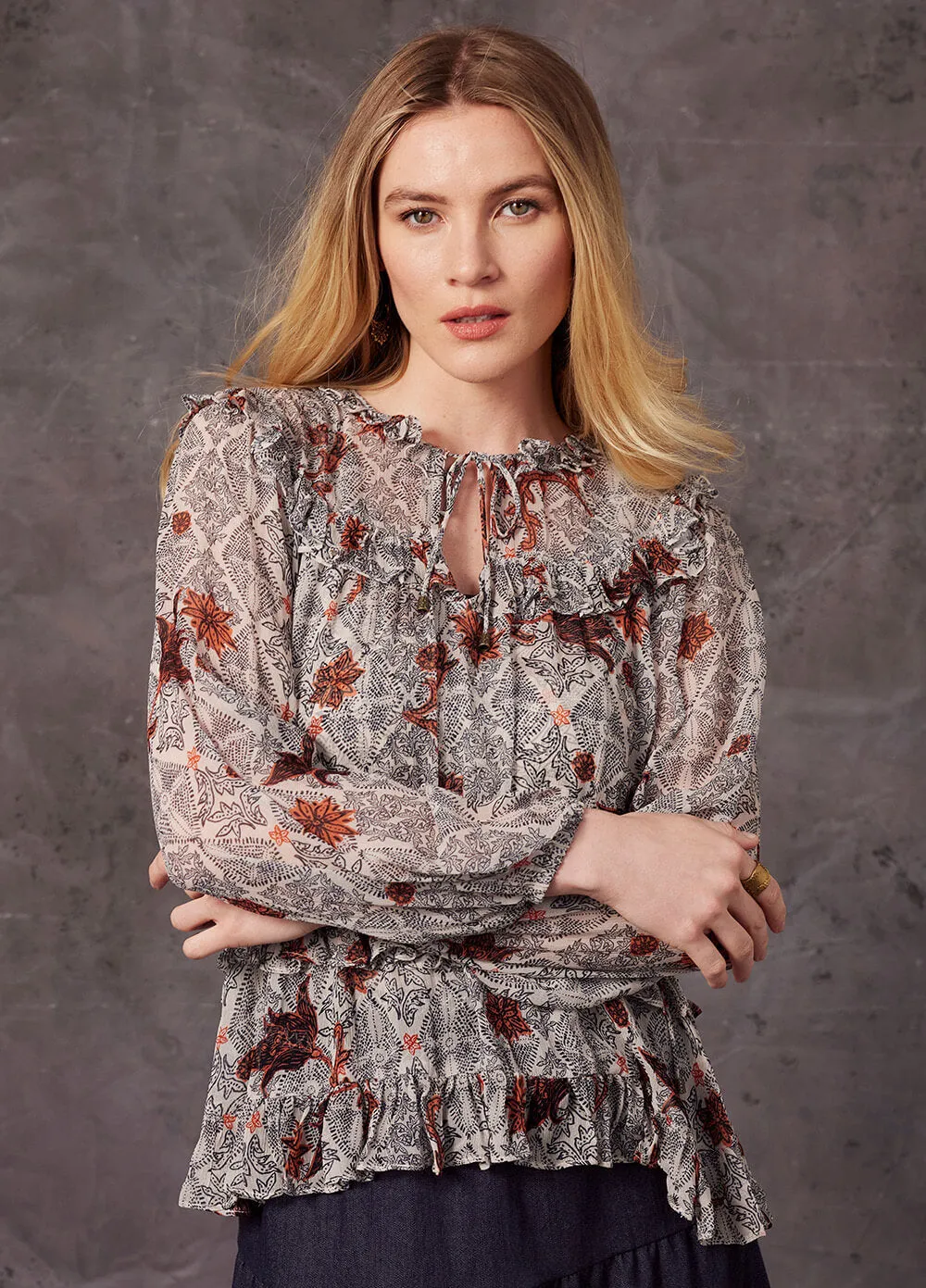 Fearless Ruffle Top - Bone