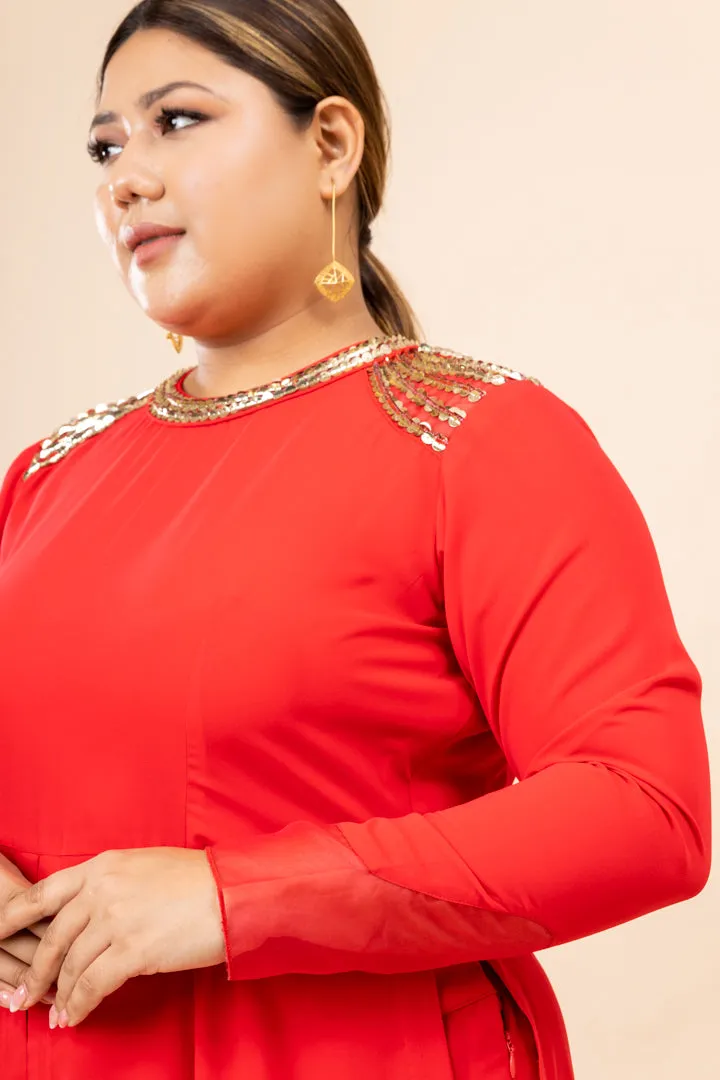Fiza Coral Pink Embroidered Co-ord Set