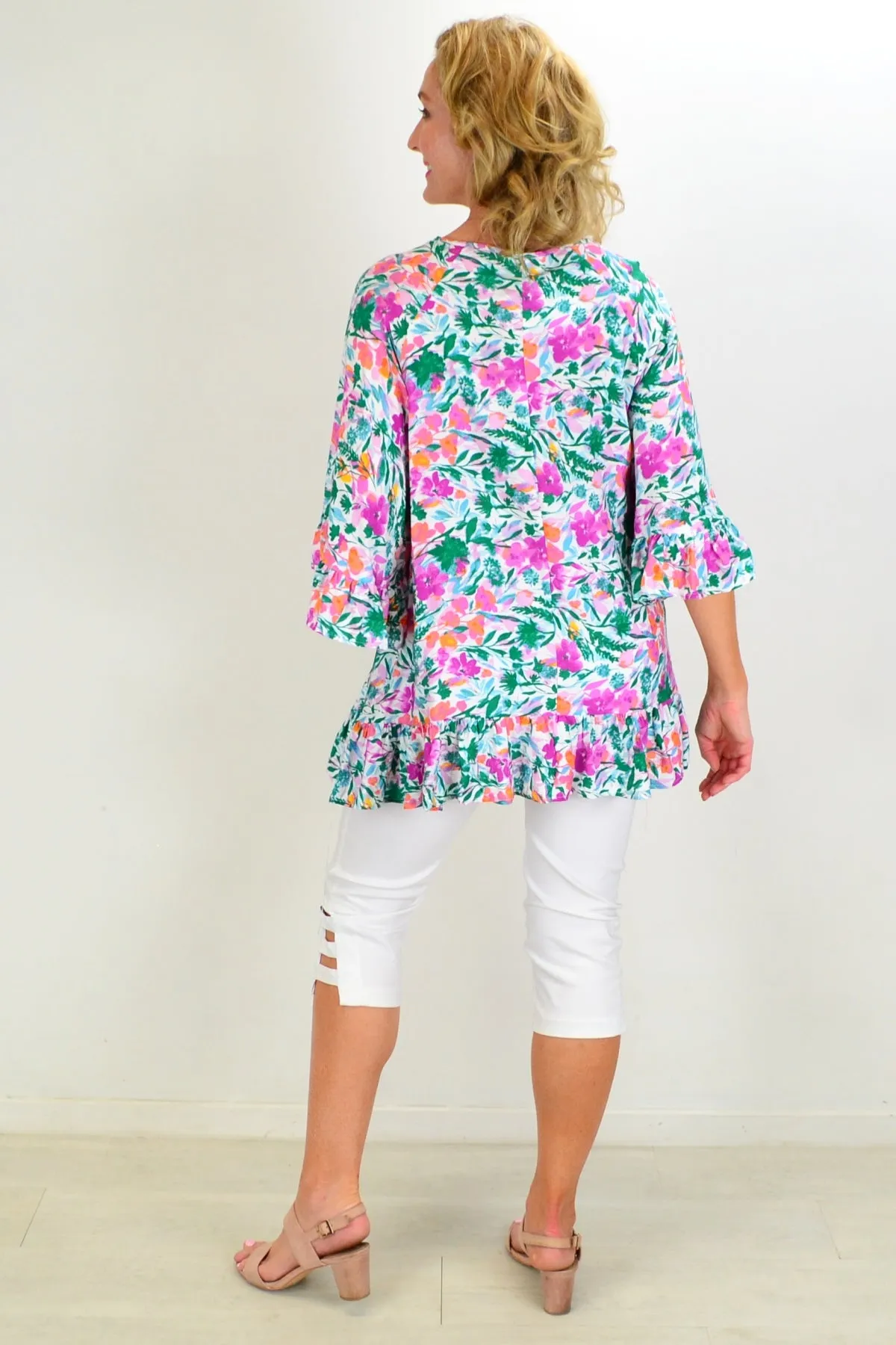 Flower frenzy Beach Relaxed Tunic Top