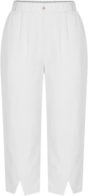 FZYLQY Summer Womens Capri Pants Side Slit Wide Leg Casual Trousers Cotton Linen Palazzo Pants Cropped Yoga Lounge Slacks