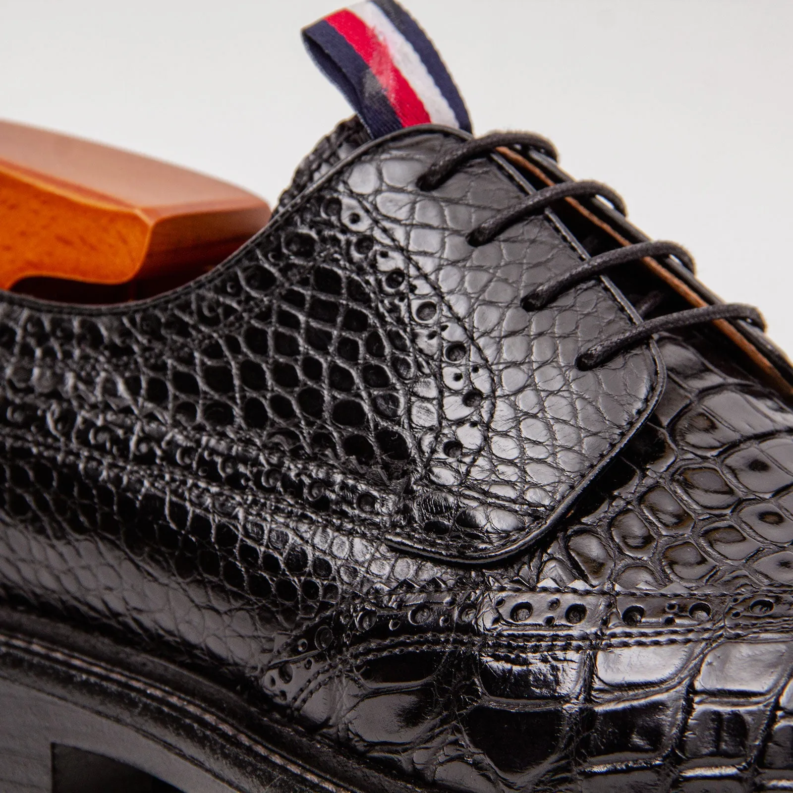 Genuine Crocodile Leather Men's Derby Brogues Black
