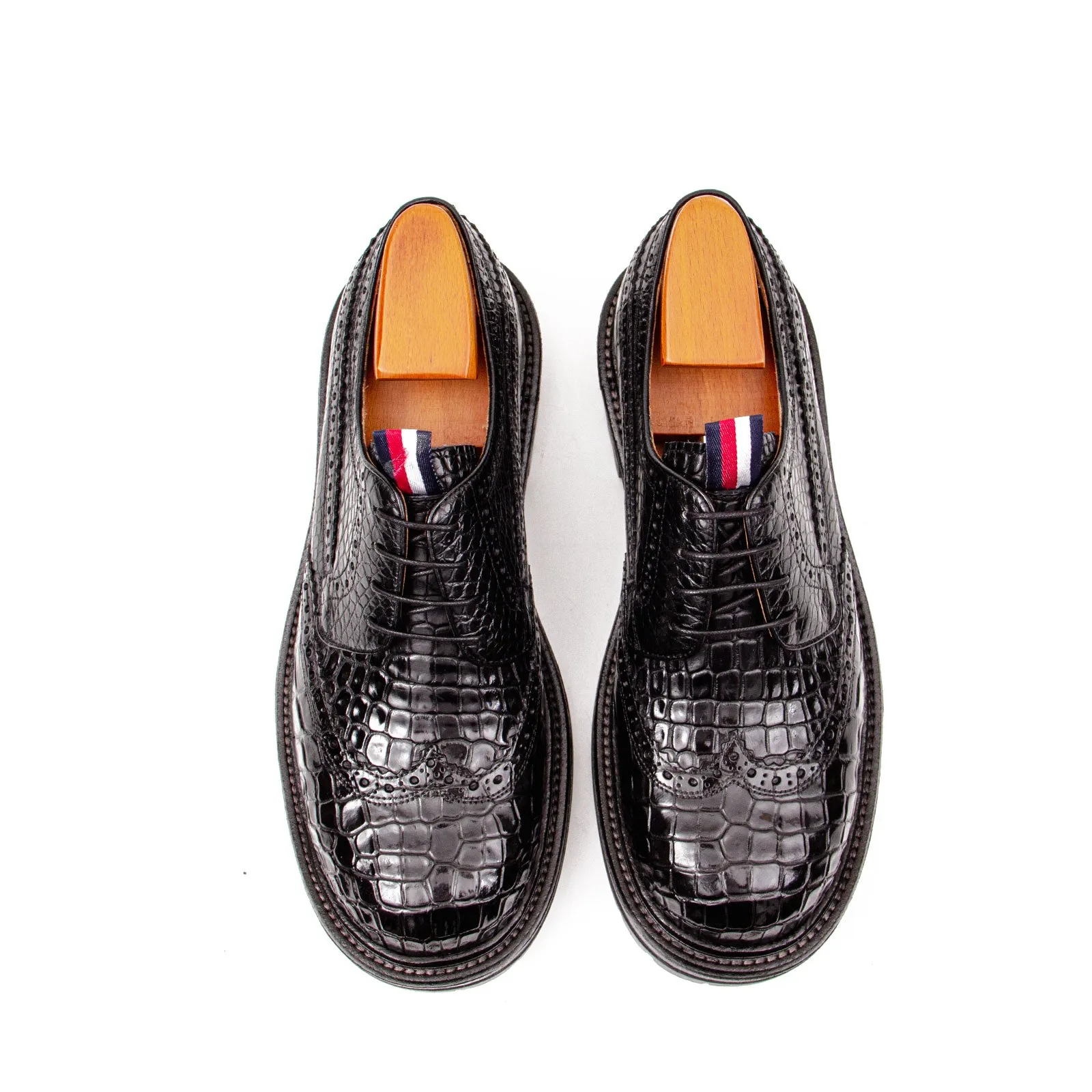 Genuine Crocodile Leather Men's Derby Brogues Black