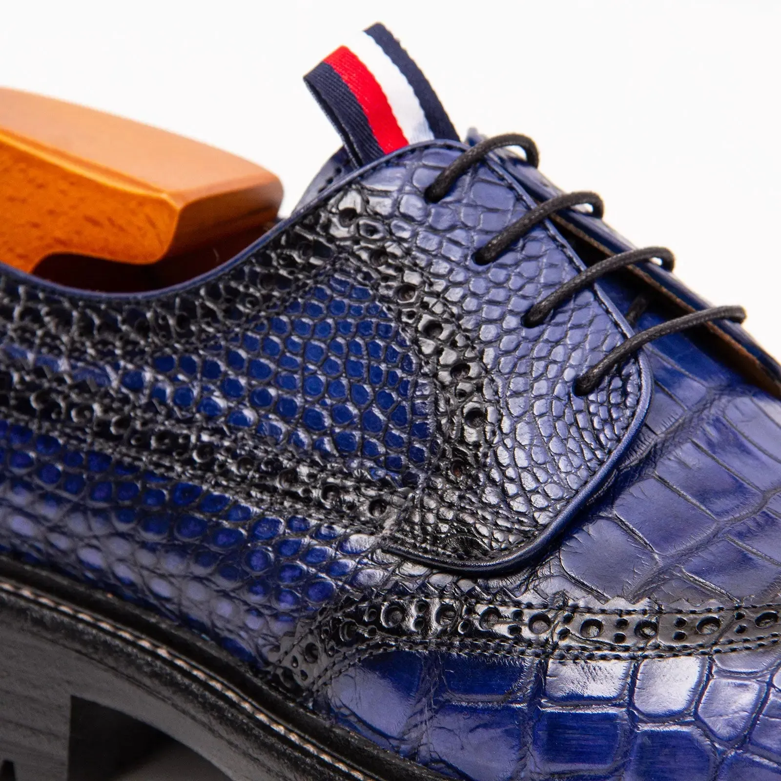Genuine Crocodile Leather Men's Derby Brogues Blue