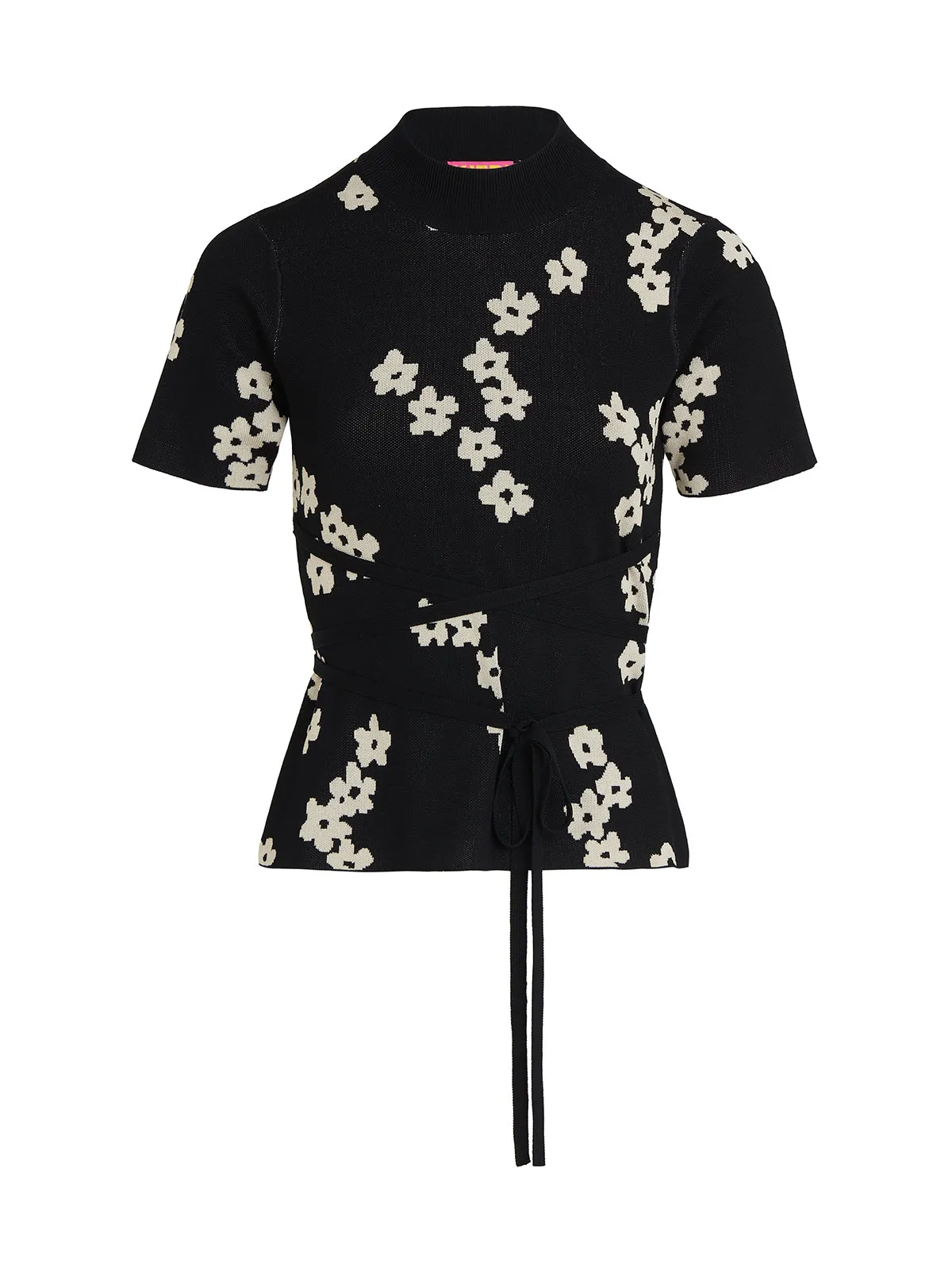 Gina Black Blurred Floral Knit Top
