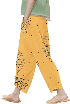 Japanese Wige Leg Pants for Women Artist Linen Pants Womens Pants Summer Baggy Cropped Trouser with
