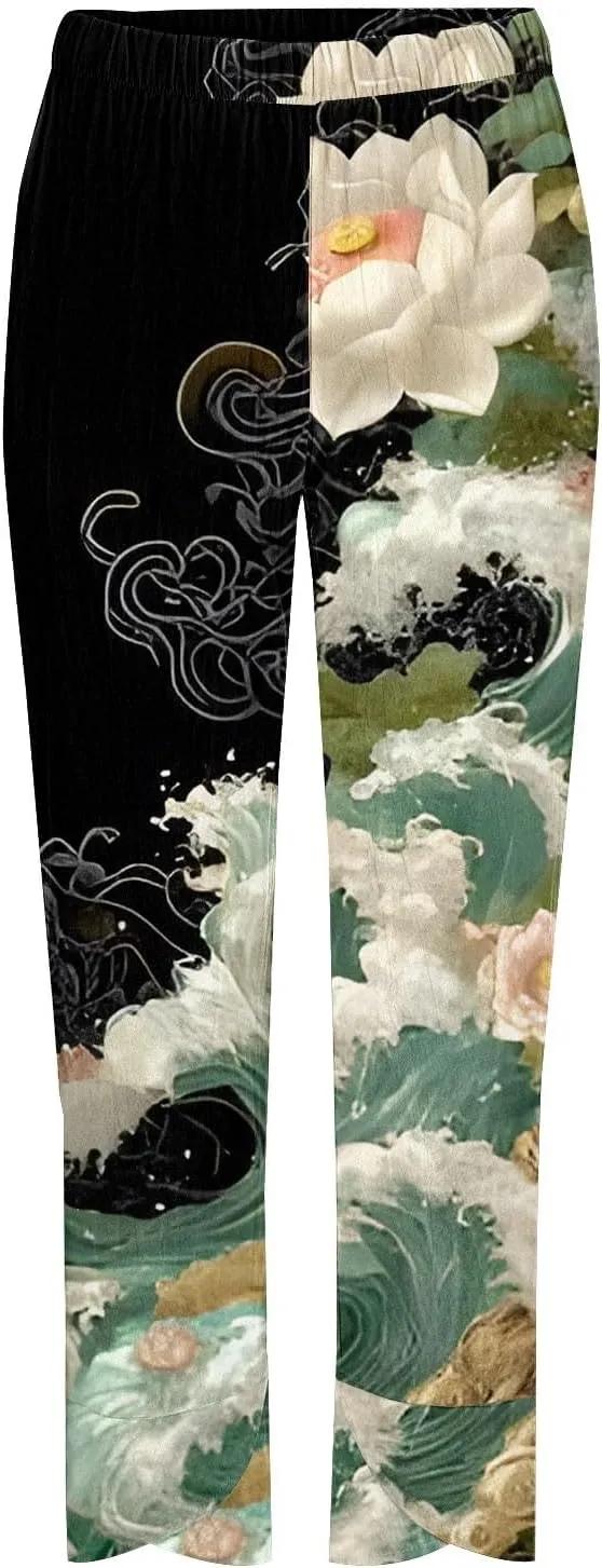 Japanese Wige Leg Pants for Women Artist Linen Pants Womens Pants Summer Baggy Cropped Trouser with