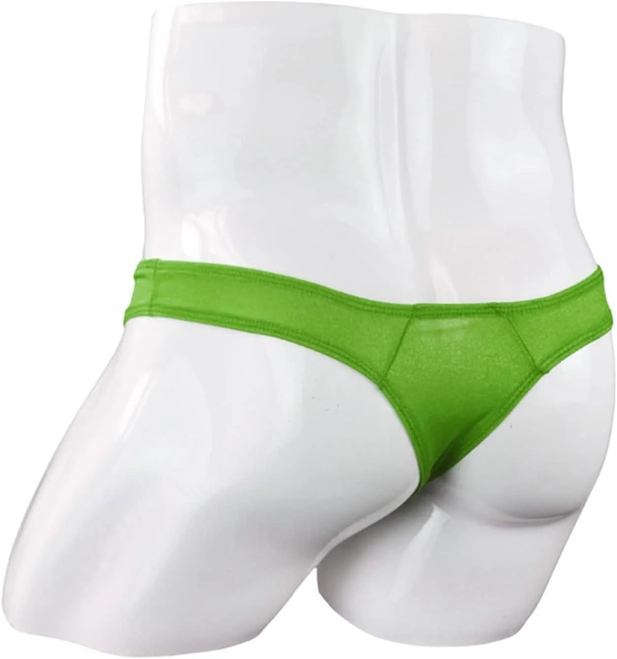 JEsilunmaMY Men's Long Pouch Bikini Briefs Sexy Mesh Sheer G-String Underwear Lingerie See Through Transparent T-Back Panties