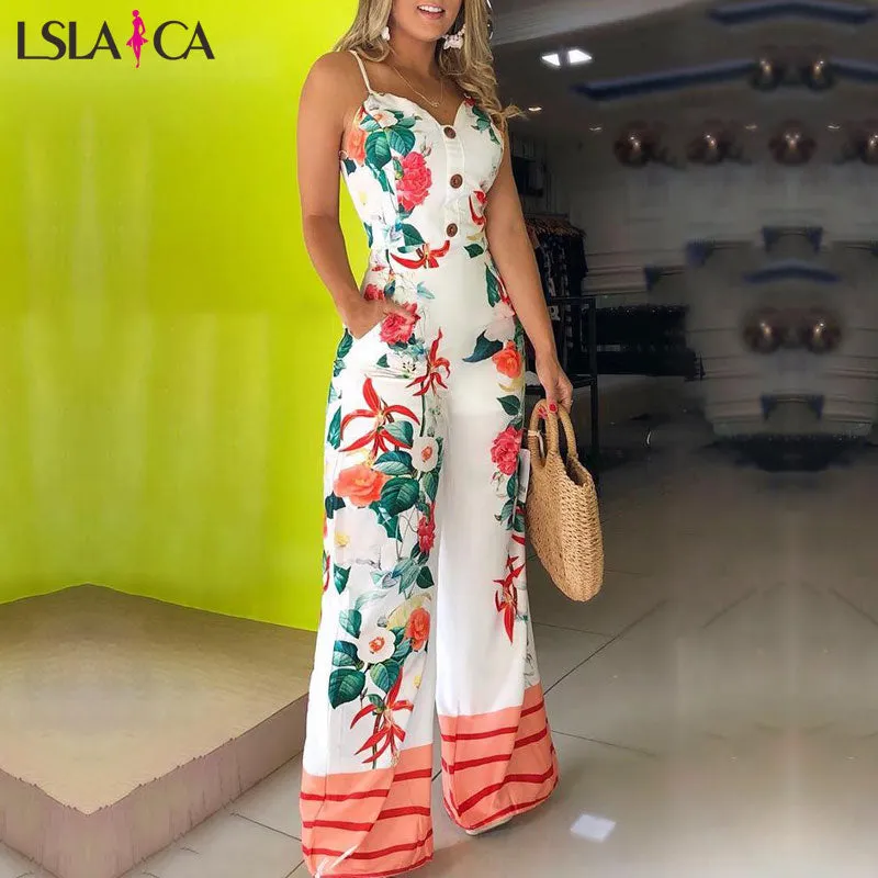 Joskaa Lslaica Jumpsuits Women Printed sling piece trousers fashion trend elegant loose comfortable jumpsuit autumn female