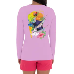 Ladies Sunset Long Sleeve Purple T-Shirt