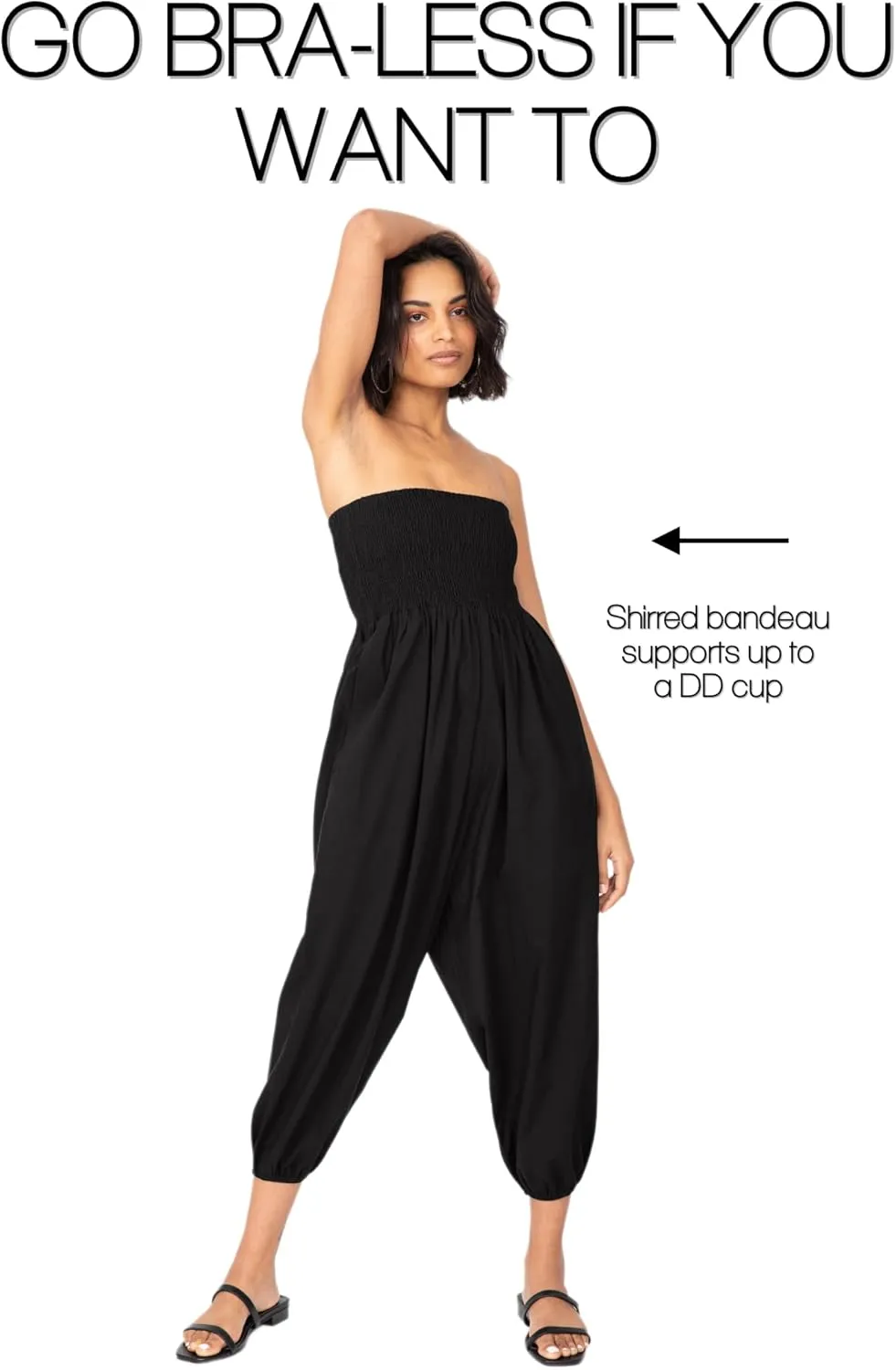 likemary Harem Pants Women Jumpsuits  Romper Pulls Down into Boho Cotton Pants  Petite Capri 2-in-1 Jumper with Pockets