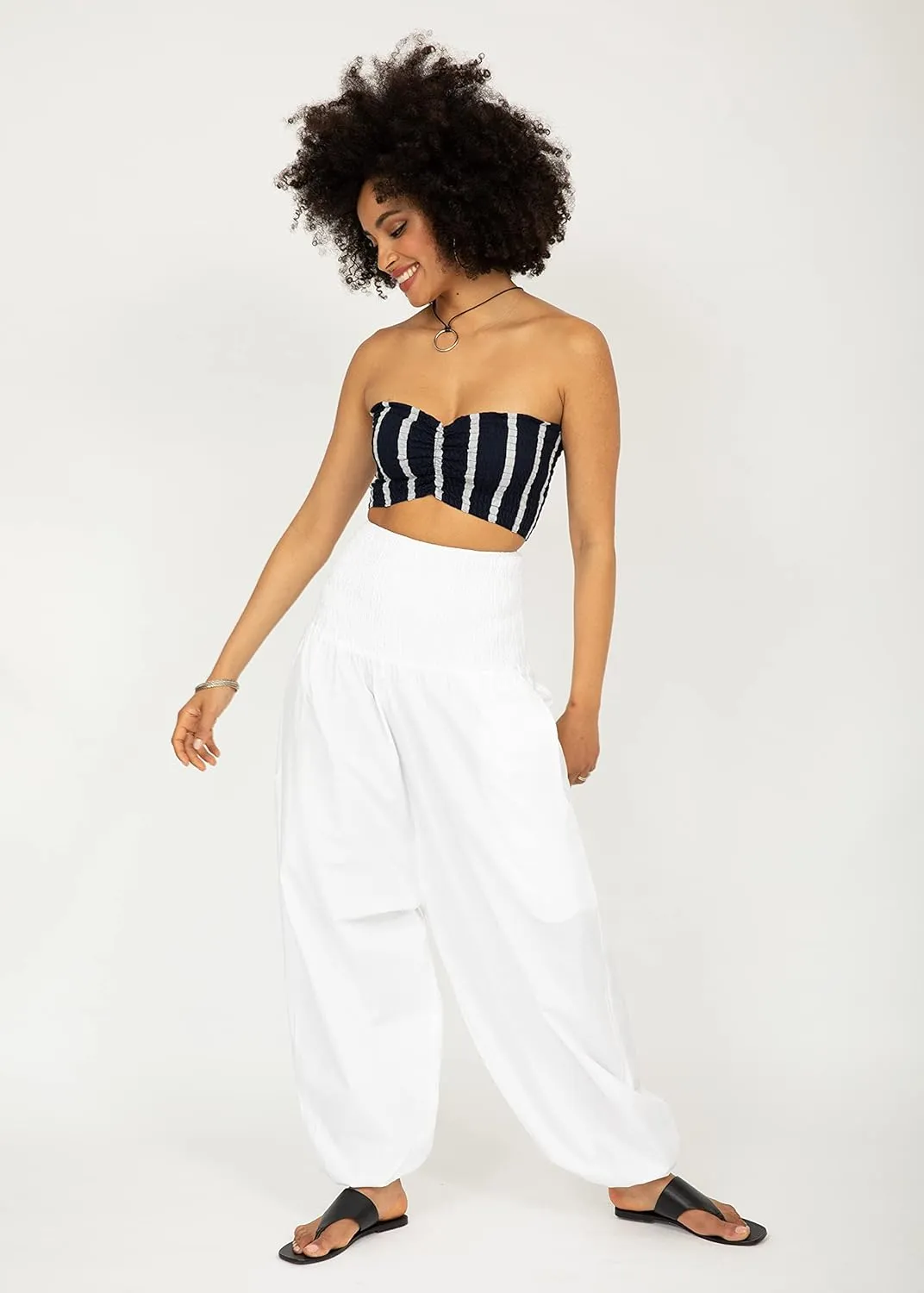 likemary Harem Pants Women Jumpsuits  Romper Pulls Down into Boho Cotton Pants  Petite Capri 2-in-1 Jumper with Pockets