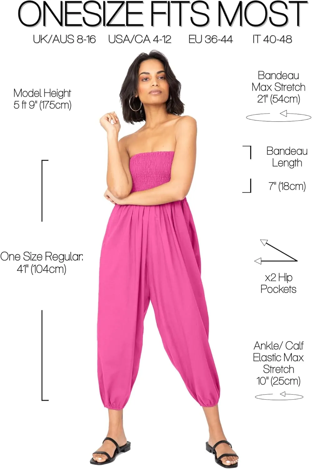likemary Harem Pants Women Jumpsuits  Romper Pulls Down into Boho Cotton Pants  Petite Capri 2-in-1 Jumper with Pockets