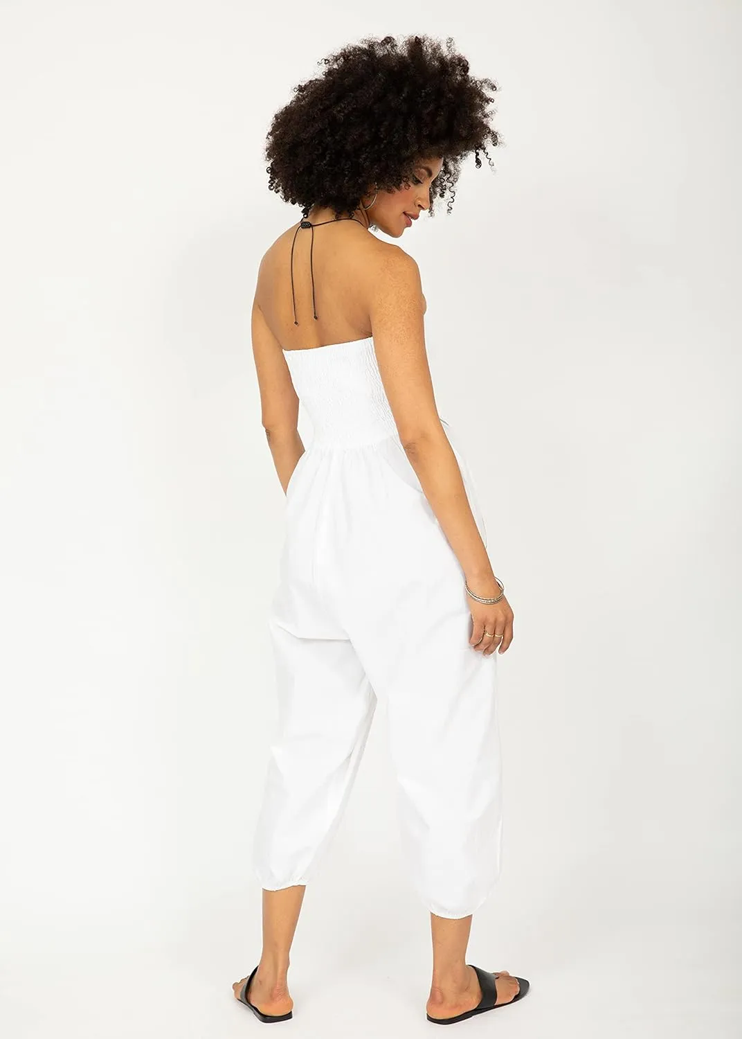 likemary Harem Pants Women Jumpsuits  Romper Pulls Down into Boho Cotton Pants  Petite Capri 2-in-1 Jumper with Pockets