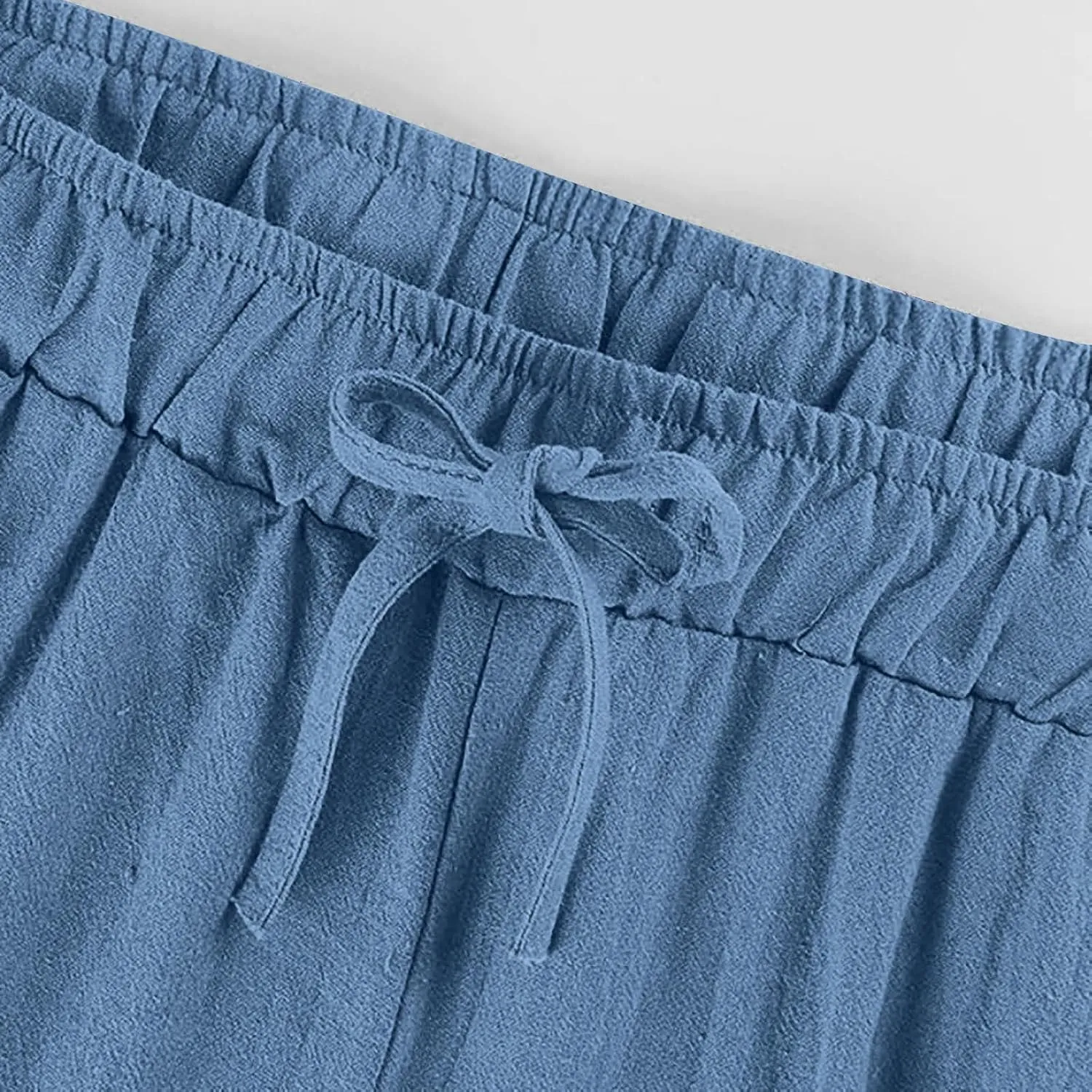 Linen Pants Women High Waisted Drawstring Palazzo Pant 2025 Summer Flowy Cotton Linen Beach Slack Trousers with Pocket