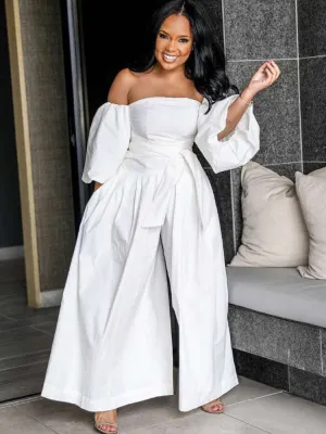 Long Sleeves Off Shoulder Loose Jumpsuits
