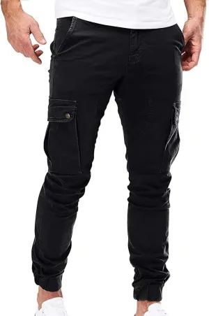 Mens Cargo Pants Vintage Joggers Slim Fit Stretch Sweatpants Trendy Streetwear Tactical Trousers with Multi Pockets