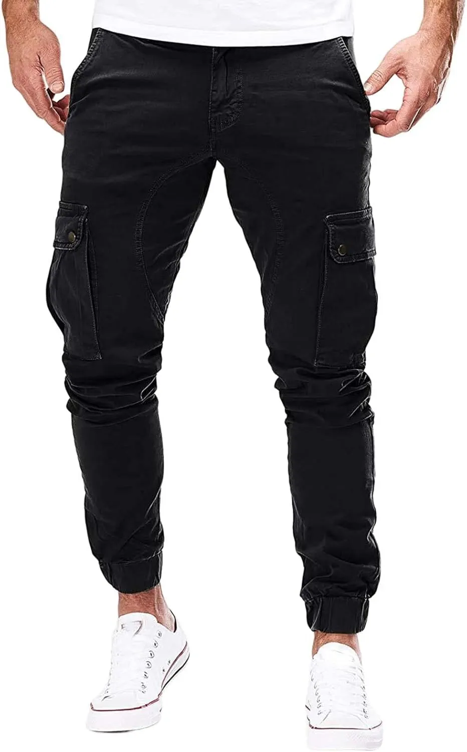 Mens Cargo Pants Vintage Joggers Slim Fit Stretch Sweatpants Trendy Streetwear Tactical Trousers with Multi Pockets