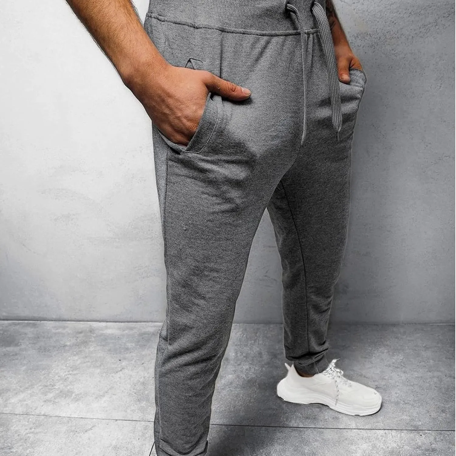 Mens Fashion Joggers Sweatpants Leg Spliced Solid Color Running Workout Trousers Running Straight Leg Pants Fall