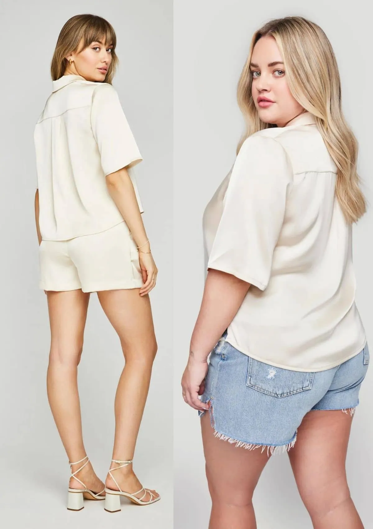 Moxie Button-Down Silk Shirt with Collar - Cream