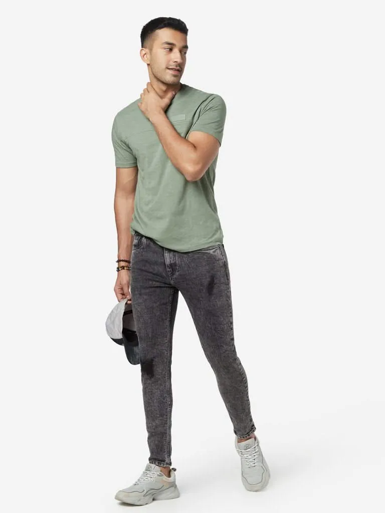 Nuon Charcoal Distressed Carrot-Fit Rodeo Jeans