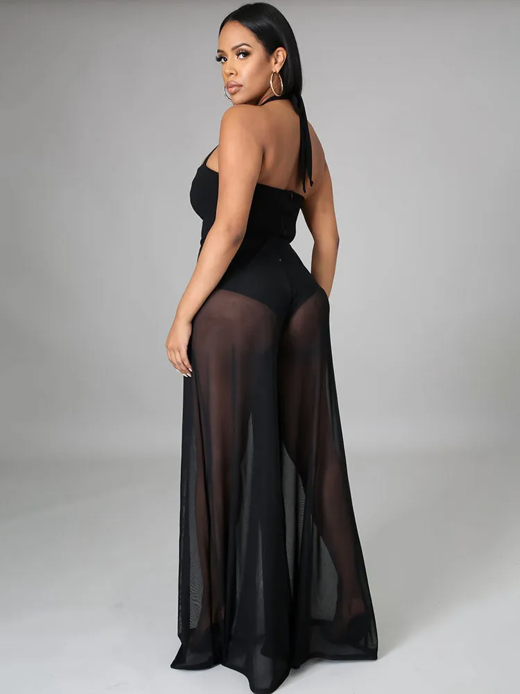 One Piece Casual Halter Chiffon Jumpsuits