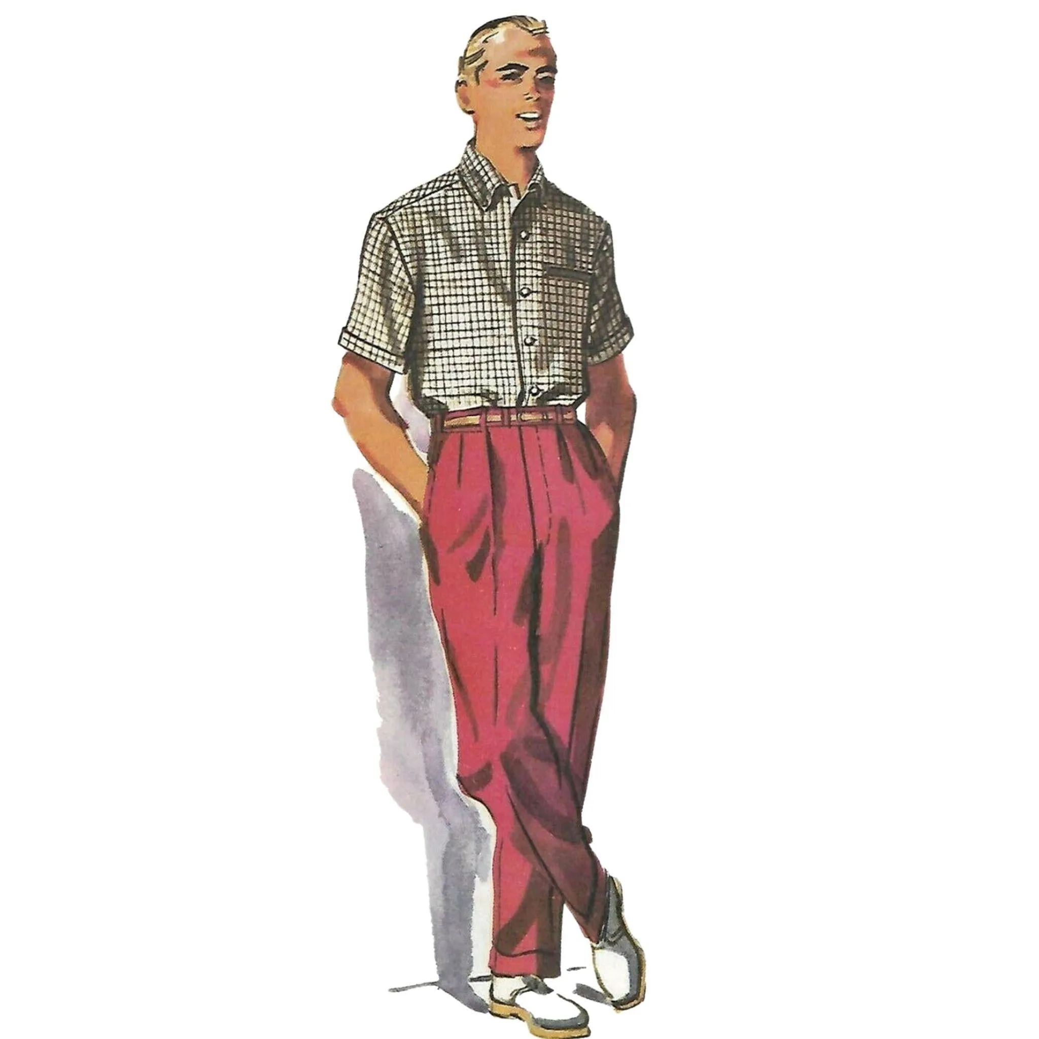 PDF - 1950s Pattern, Men's Slacks, Pants, Trousers & Shirt -  Chest 38” (96.5cm) - Instantly  Print at Home