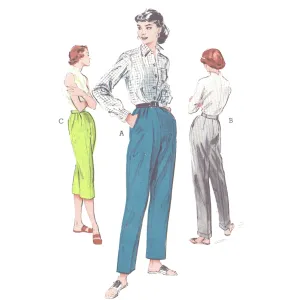 PDF - 1950s Pattern, Women's Slacks, Pants - Multi-sizes - Download