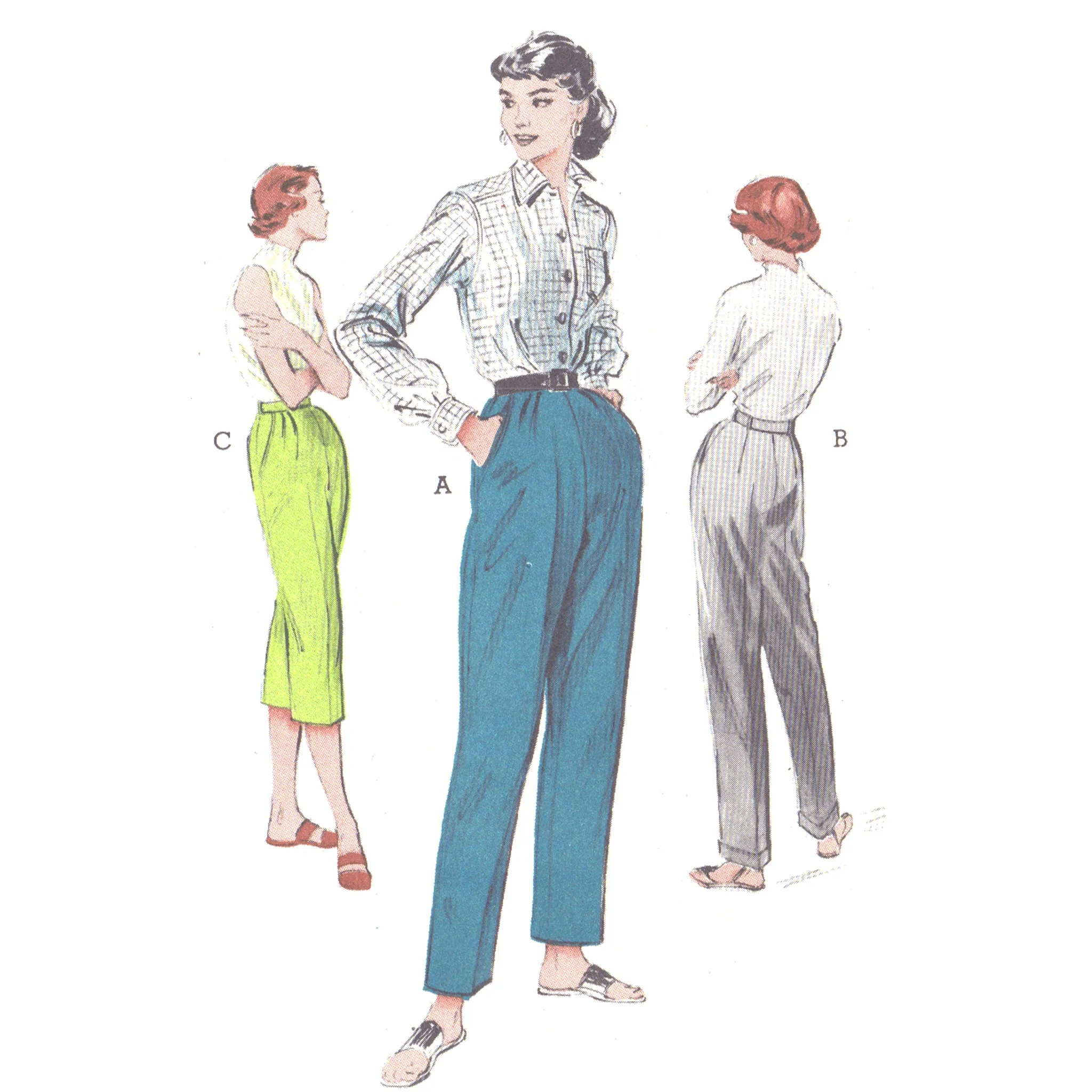 PDF - 1950s Pattern, Women's Slacks, Pants - Multi-sizes - Download
