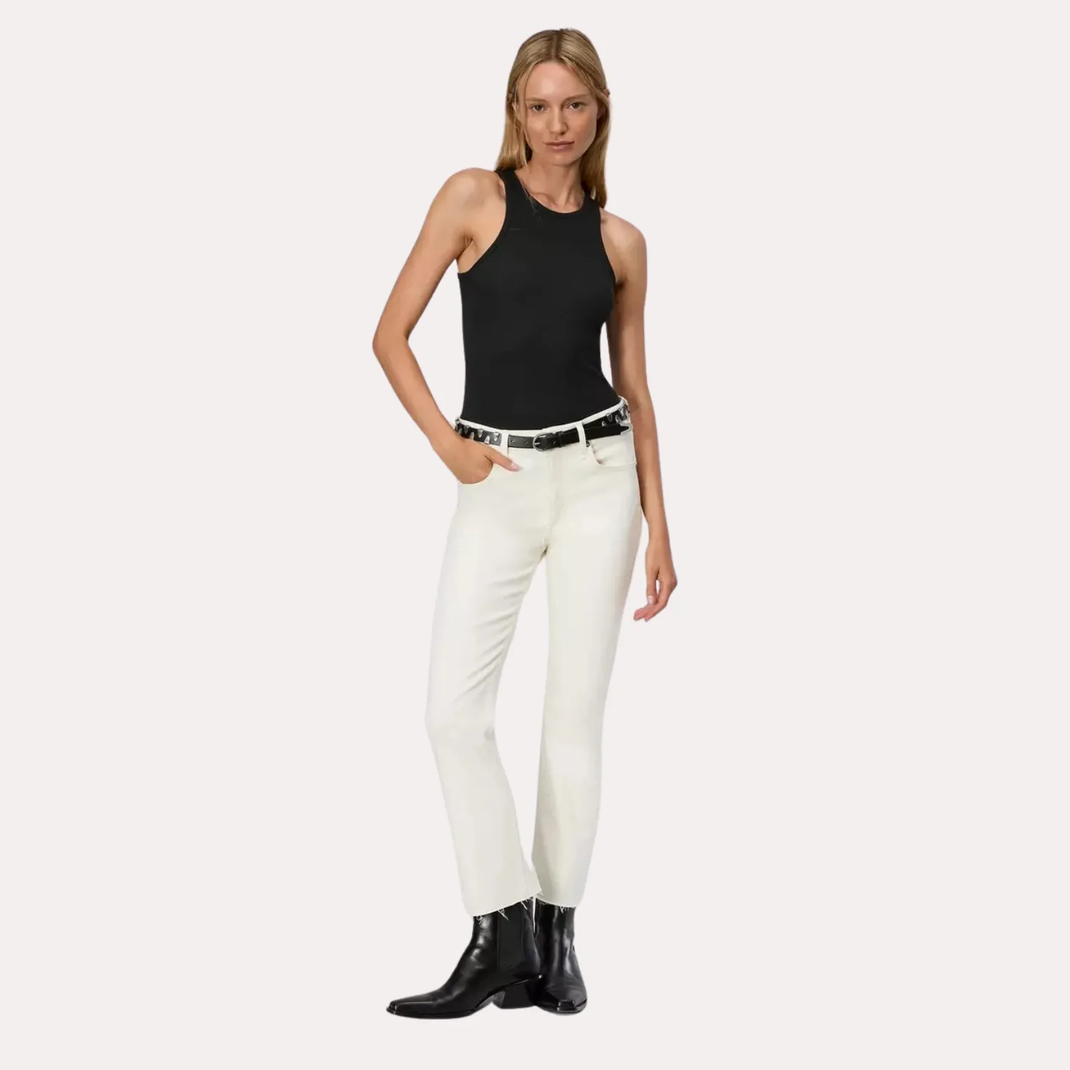 Peyton Mid-Rise Ankle Bootcut (Ecru)