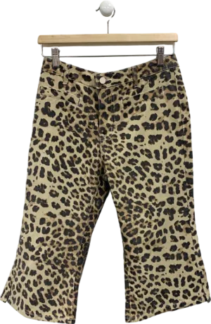 Pretty Little Thing Light Brown Leopard Print Denim Capris UK 8