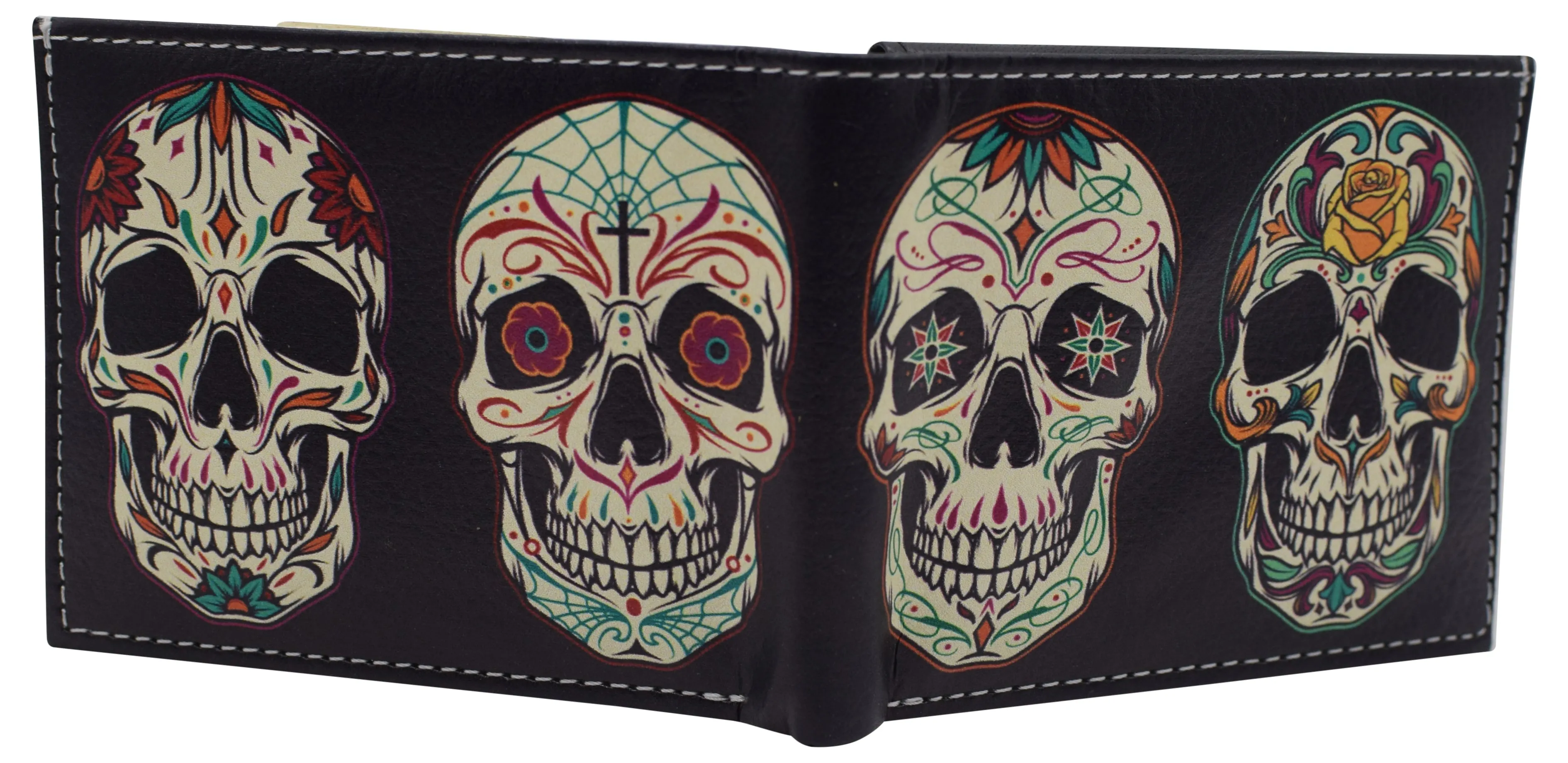 RFID Blocking Genuine Leather Printed Theme Bifold Wallets with Gift box for men RFID53_